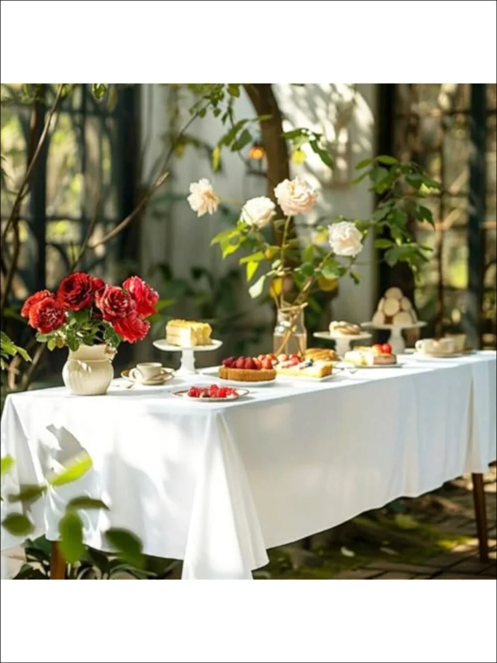 10 Pack White Table Cloth for Rectangle Tables 60x102 Inch Fit 6 Foot Table